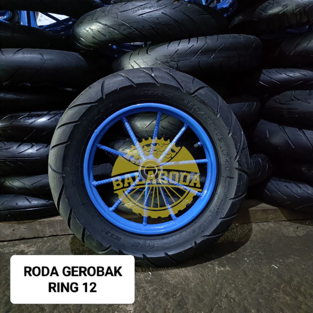 Roda Gerobak Ring 12 1 Set Lengkap 2 Roda + As atau Tanpa As