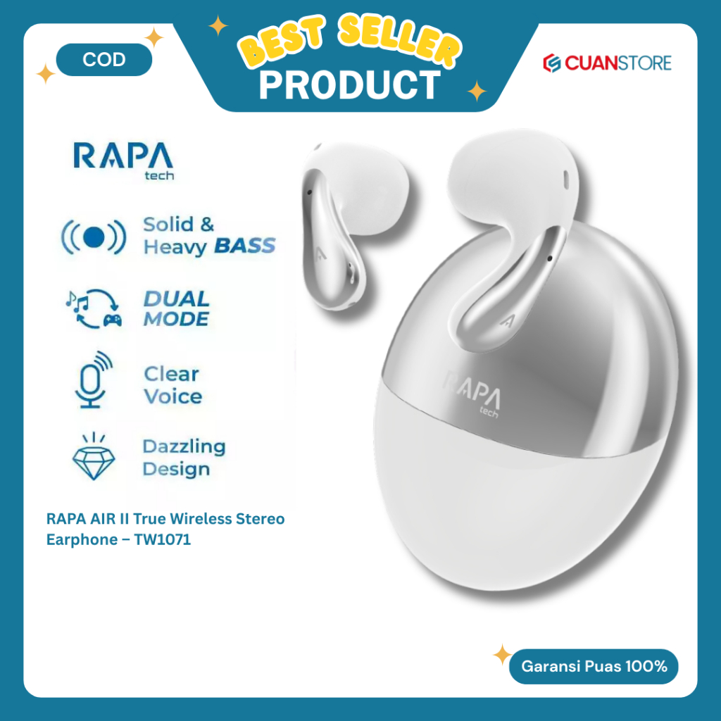 RAPAtech AIR II TWS Bluetooth 5.3 Bass || RAPAtech AIR II TWS True Wireless Dynamic Drivers TWS Dual