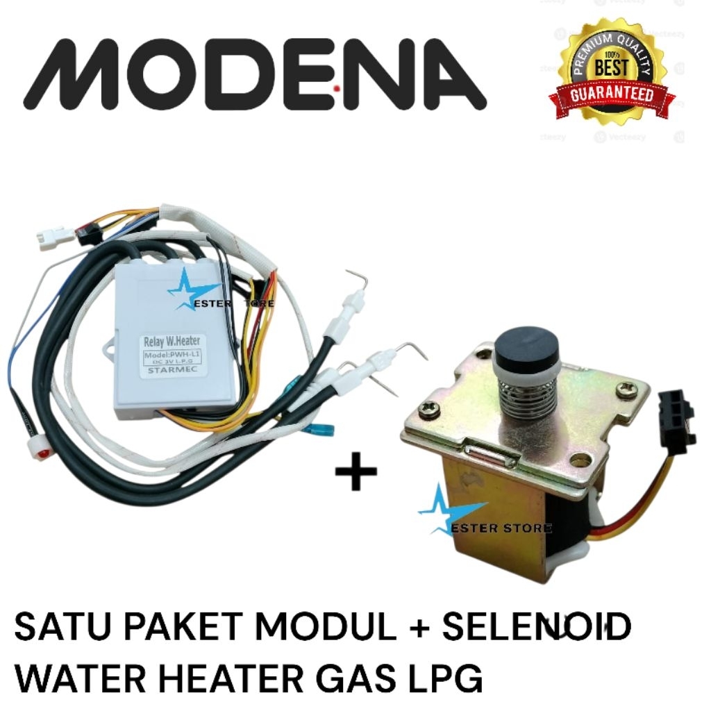 Paket Modul+Selenoid water heater Gas LPg model modena