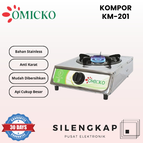 OMICKO Kompor Gas Stainless Anti Karat Api Besar 1 Tungku KM-201 KM 201 / 2 Tungku KM-202 KM 202
