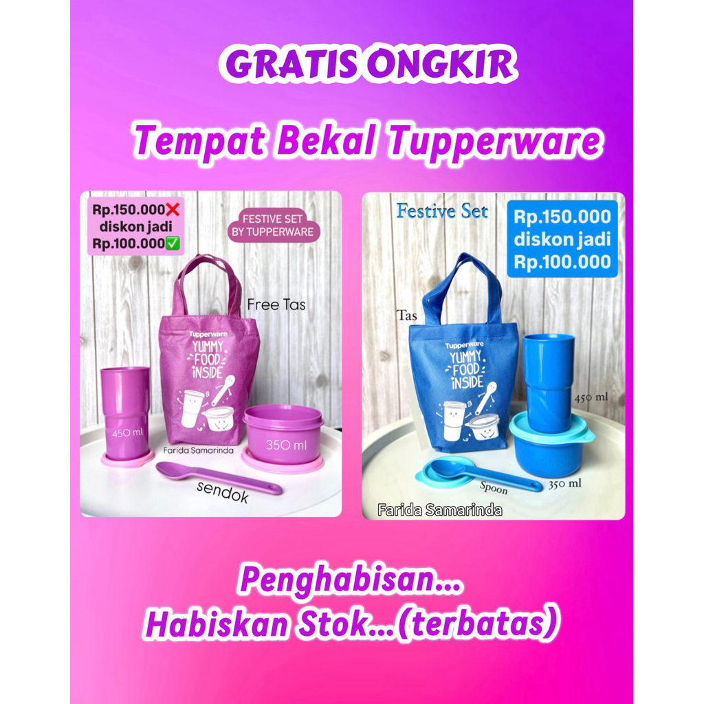 Tempat Bekal Tupperware Festive Set  Original Tupperware
