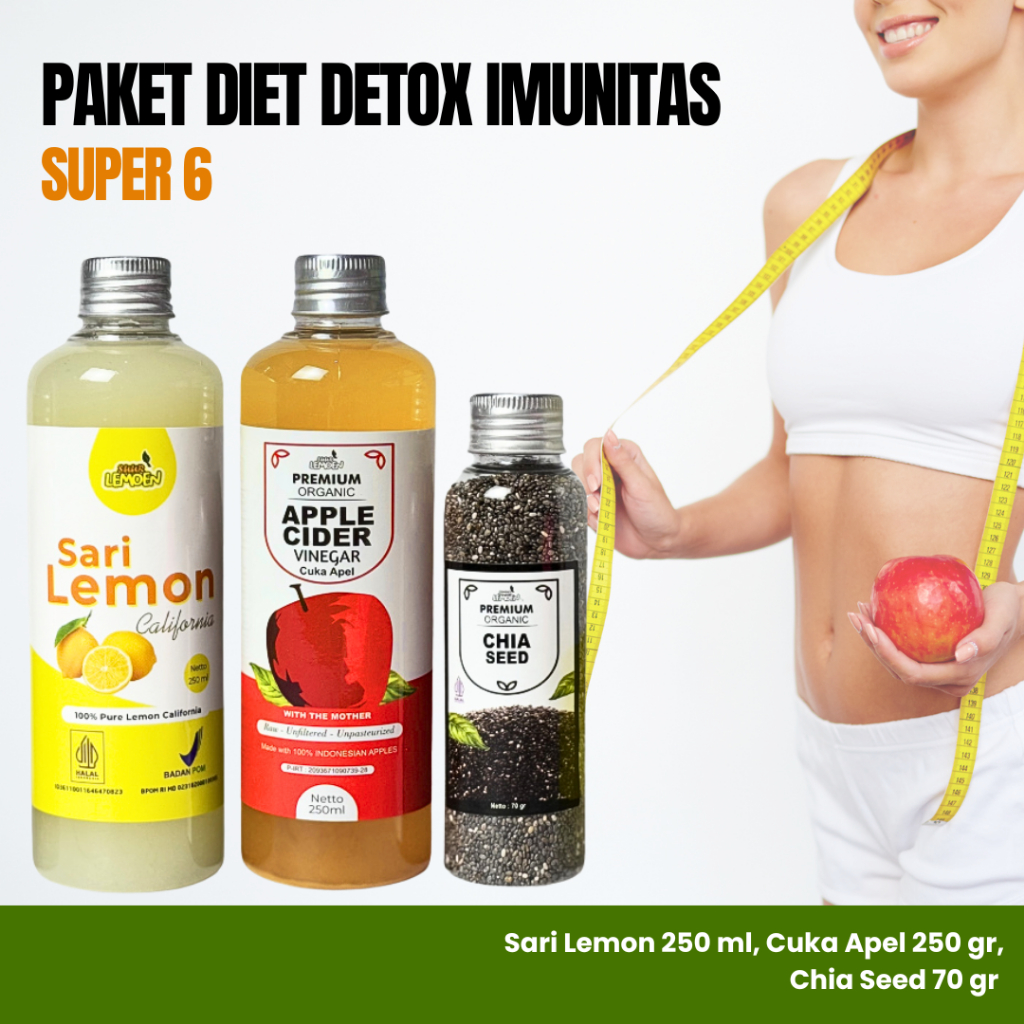 

Suur Lemoen Paket Fit 3in1 Sari Lemon Cuka Apel 250ML dan Chia Seed 70Gr