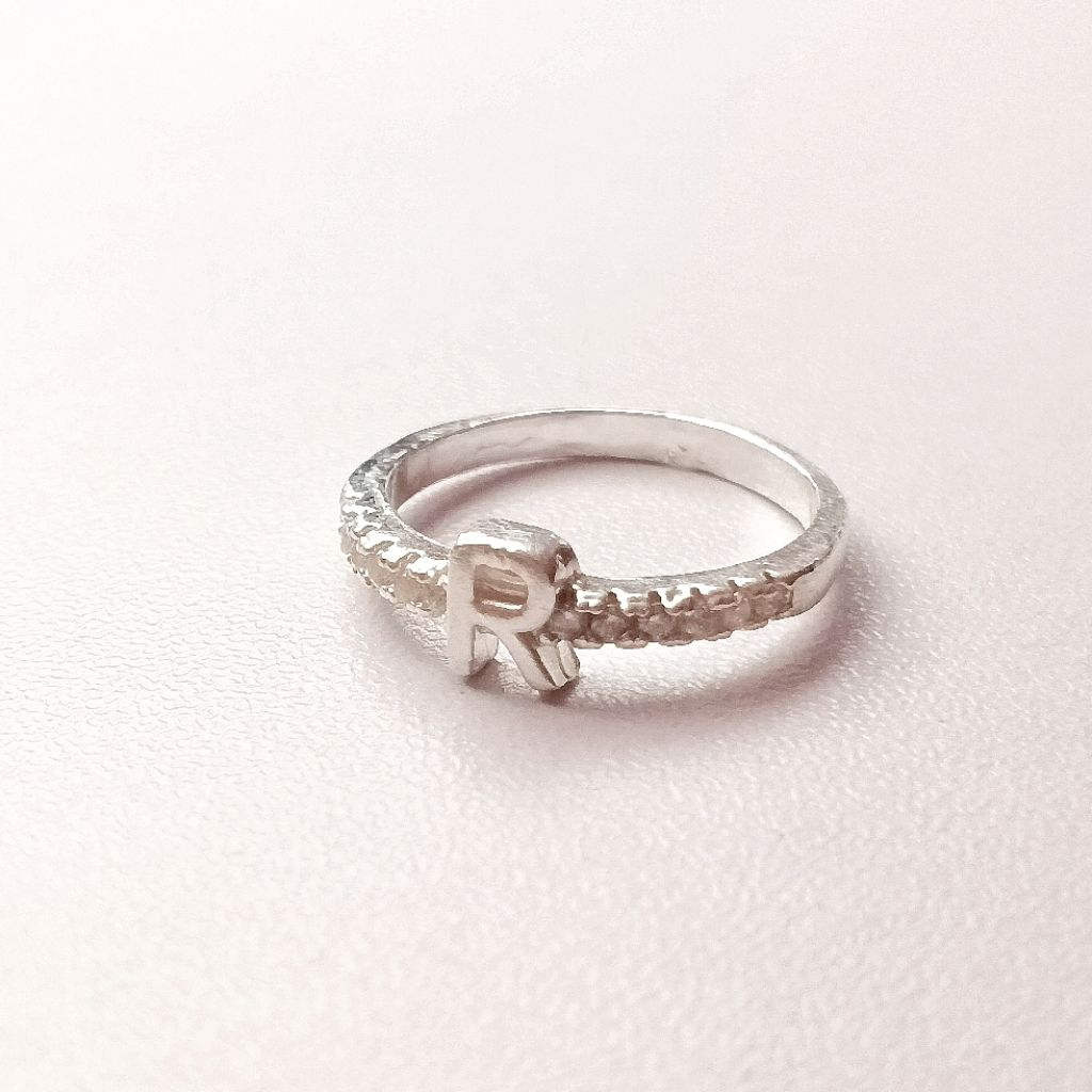 Cincin Custom Inisial Perak 925/Cincin Pria Wanita/Cincin Request Inisial/Lapis Emas Putih