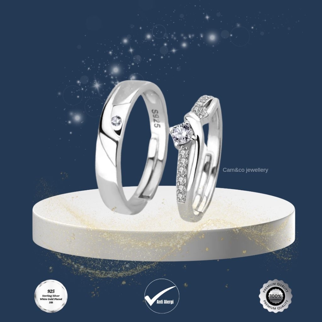 Cincin Couple Allegra Lapis Emas Putih 18k cincin kawin pertunangan
