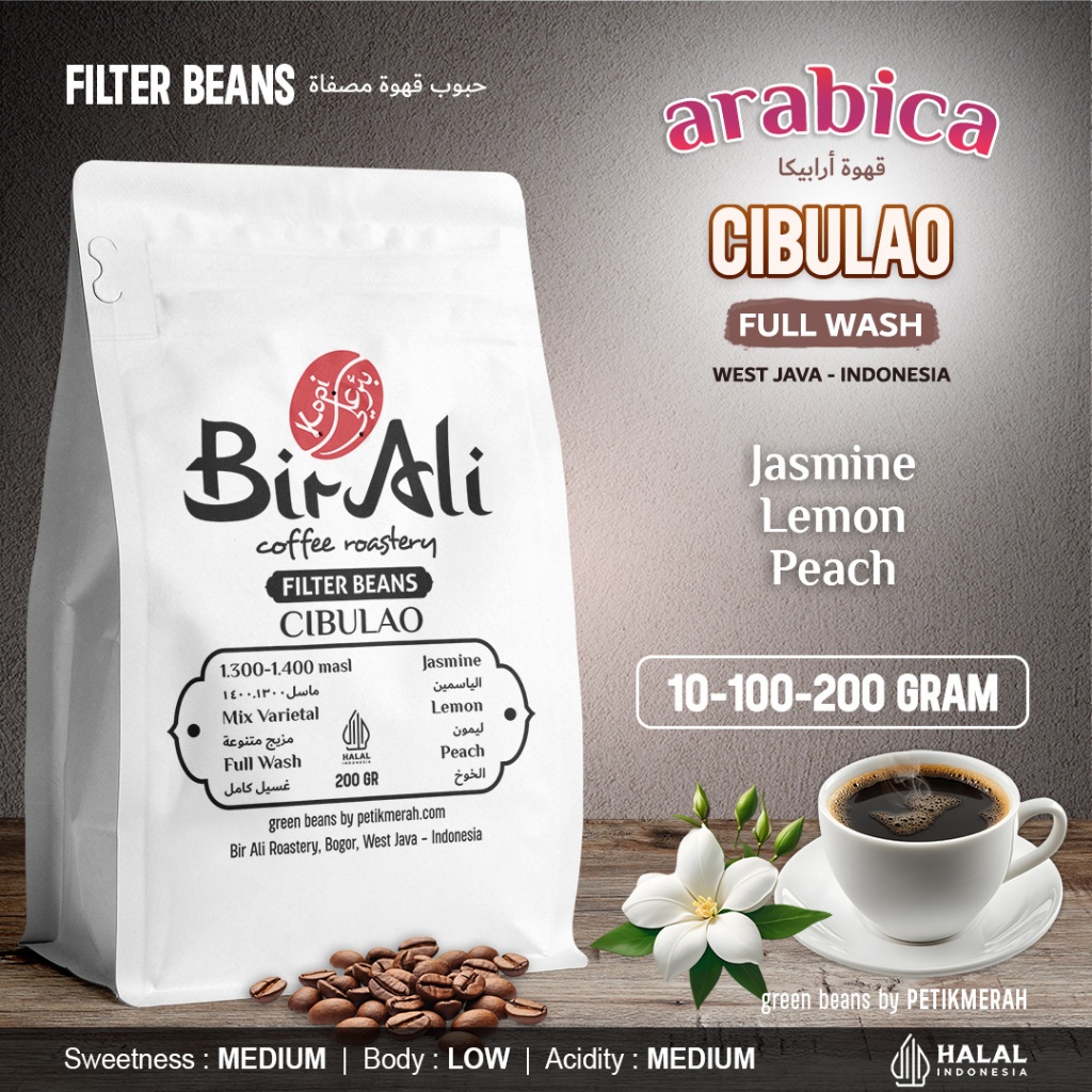 

CIBULAO FULL WASH BOGOR Filter Beans Biji Kopi Bubuk Arabika Arabica Petik Merah Coffee Roastery