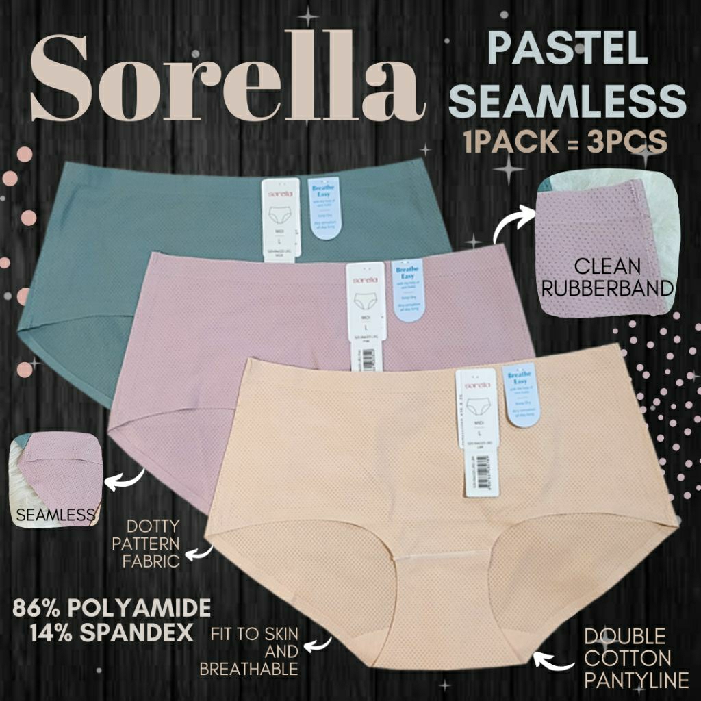 sorella pastel seamless panty pack/celana dalam wanita branded jumbo murah
