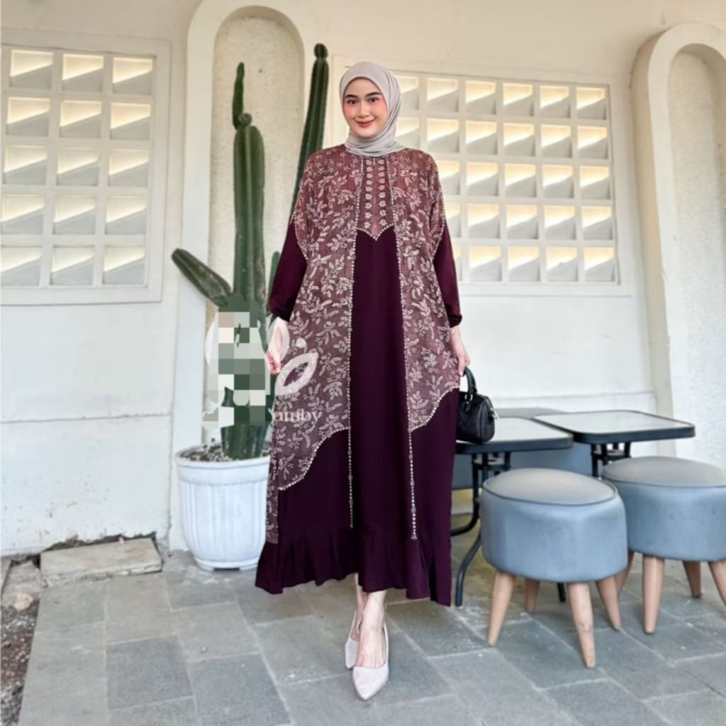 Dress Anggun Rayon Busui Lengan Panjang Homedress Jumbo Daster Batik Bawah Rempel adem Tebal