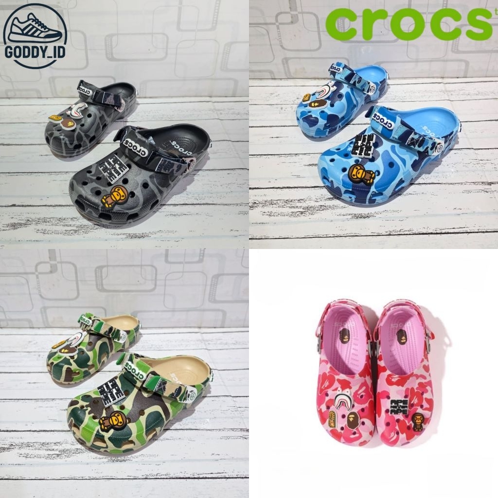 SANDAL CROCS X BAPE - CROCS BAPE - SANDAL CROCS ANAK/DEWASA