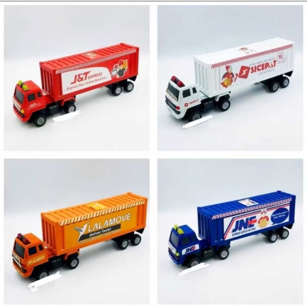 mainan mobil anak truk ekspedisi / kurir paket truck kontainer /mobil countainer pintu box bisa dibu