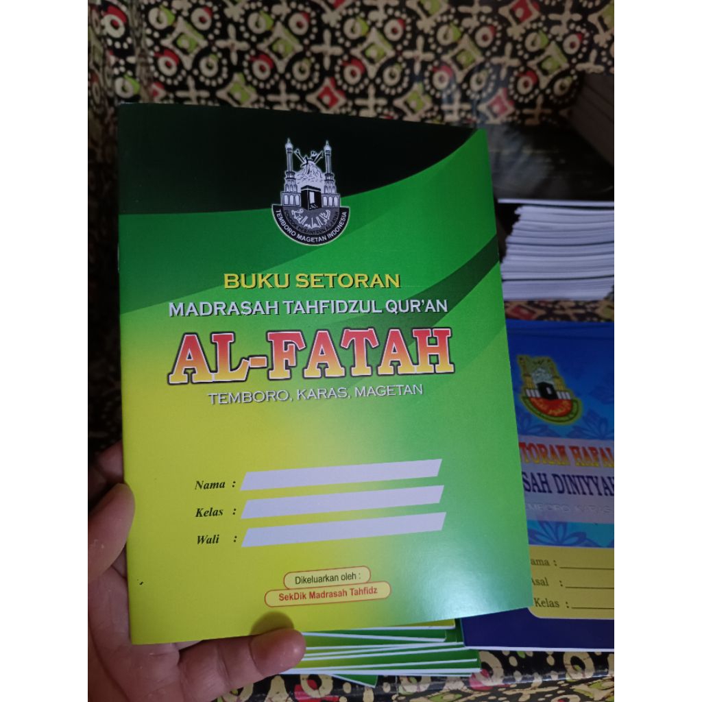 

BUKU SETORAN HAFALAN AL QUR'AN ,HAFALAN KITAB,SETORAN KITAB ALFATAH TEMBORO
