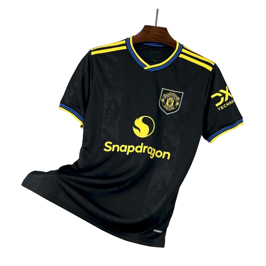 Jersey Bola Sport Unisex MU Third 3rd 25-26 Hitam Lis Kuning Premium GO High Quality