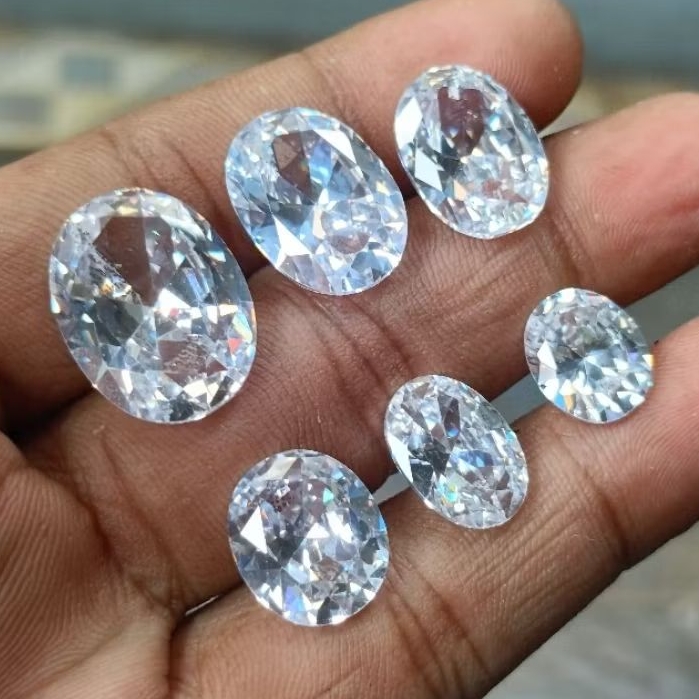 Batu Permata Diamond Putih Cutting Oval