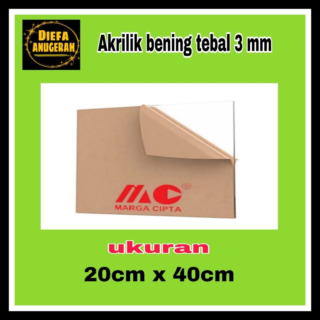 Acrylic bening/Akrilik lembaran bening 3mm 20x40 MIKA BENING