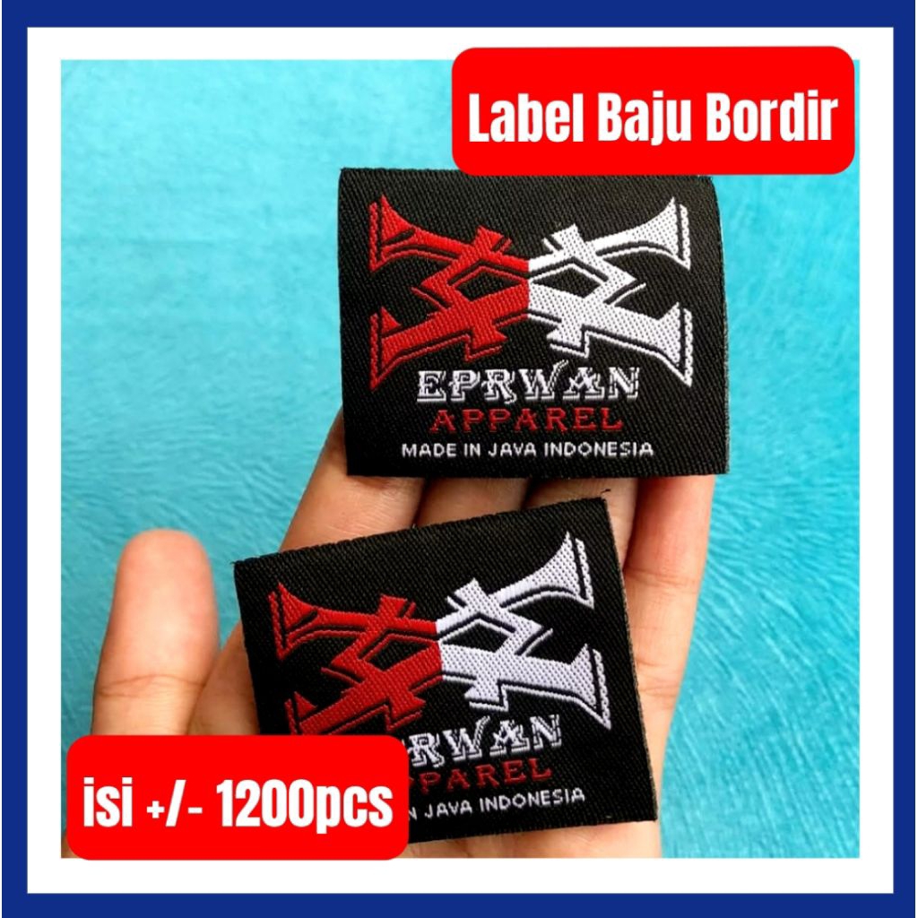 Label Woven Custom Baju Bordir Cetak Nama Merk Murah 1100pcs