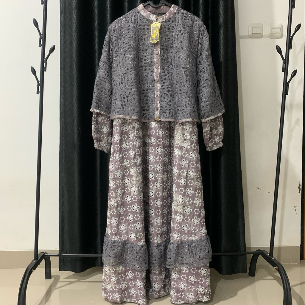 NEW gamis katun bordir vest 2in1 by najwa