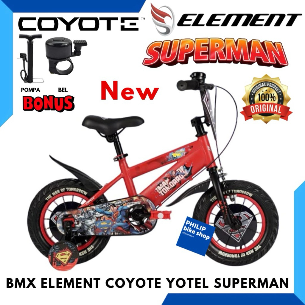 Sepeda Anak Laki Laki BMX 18 Element Coyote Superman New