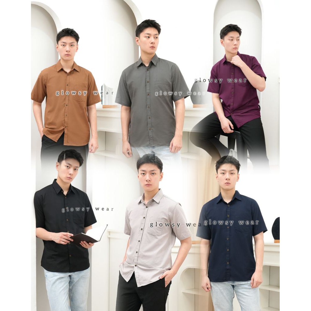 kemeja cowok lengan pendek hem pria pendek kemeja casual kemeja premium bahan sigaret lengan pendek