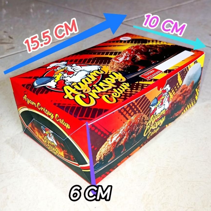 

DUS FRIED CHICKEN CELUP 100 LEMBAR IVORY LAMINASI 15x10x6 CM VIRAL | KARDUS BOX CHICKEN CELUP TERBARU