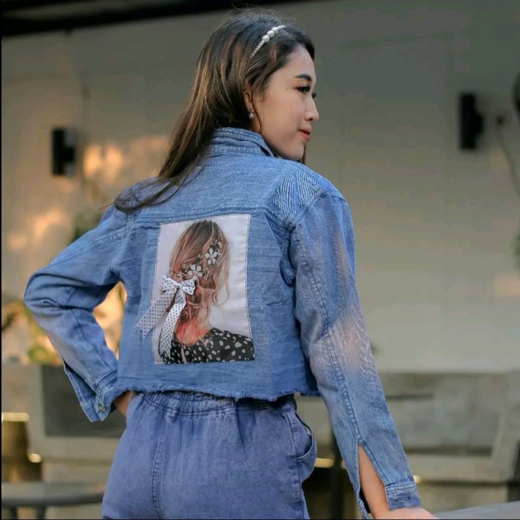 JAKET JEANS CROP PITA BELAKANG JAKET JEANS CROP OVERSIZE JAKET JEANS CROP JUMBU JAKET JEANS CROP RAW