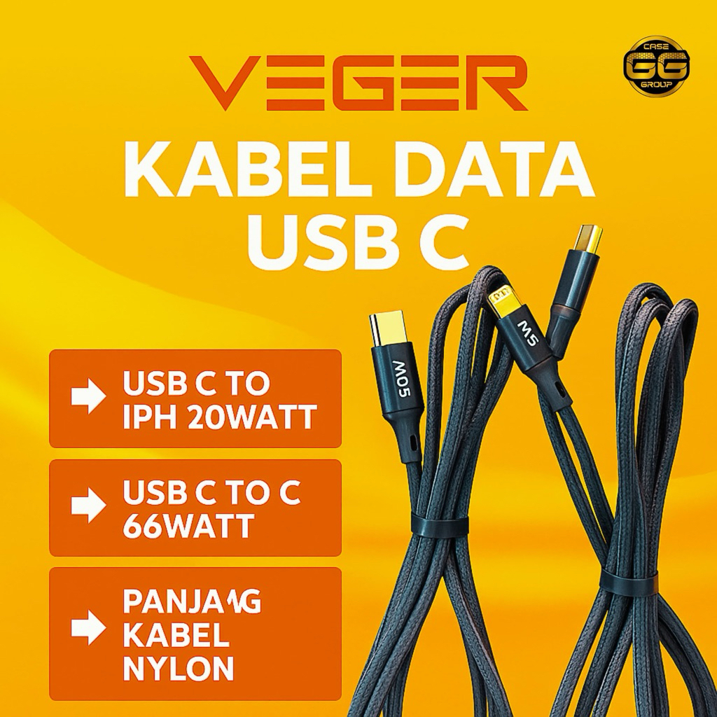 KABEL VEGER USB C To LIGHTNING 27W // USB C TO C 66W
