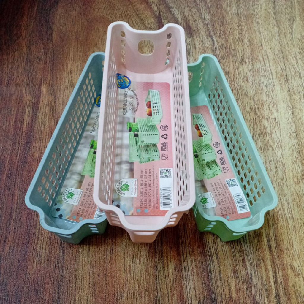 KERANJANG SUSUN PERFECTA / KERANJANG SERBAGUNA / KERANJANG GREEN LEAF 1334 / TEMPAT PENYIMPANAN SERB