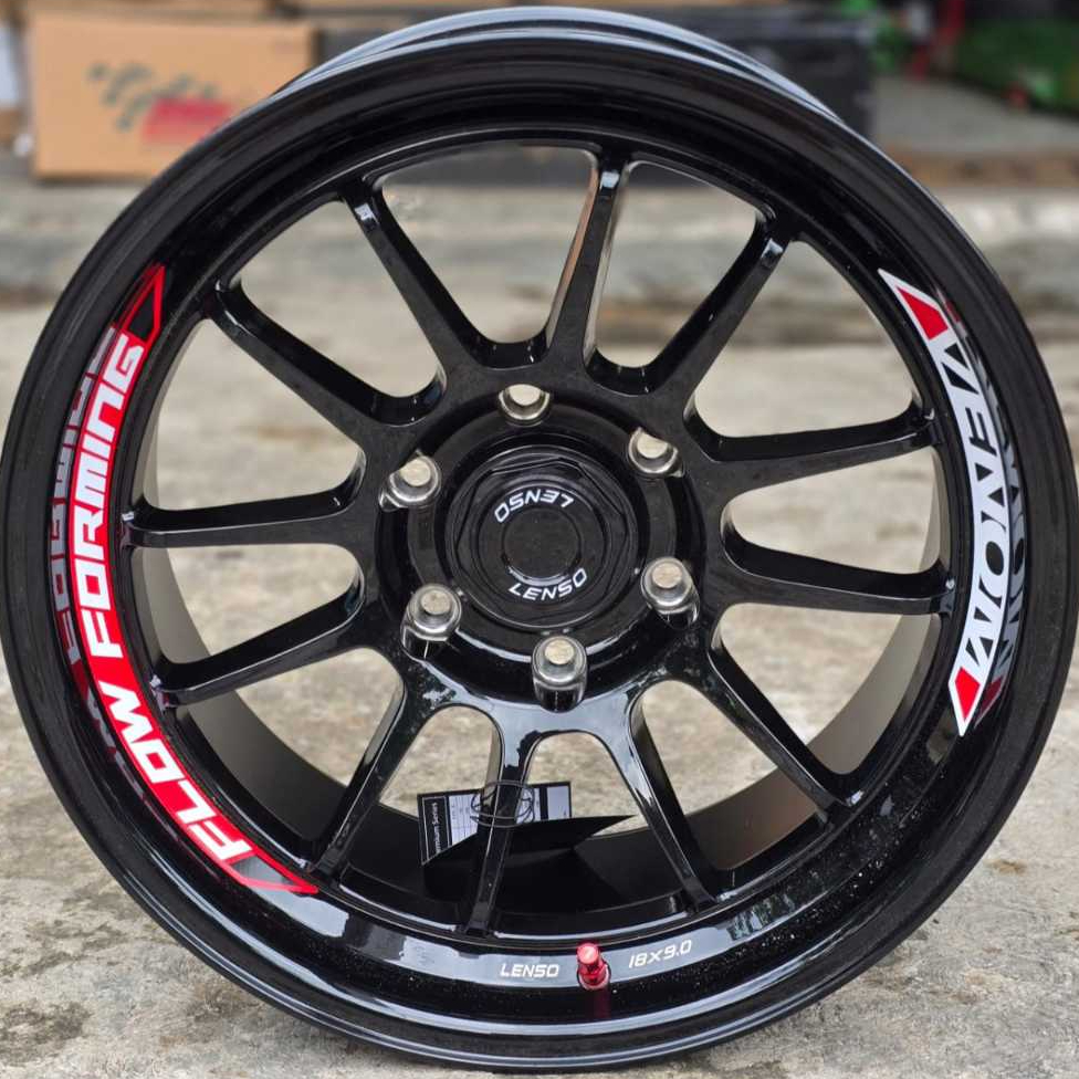 lenso venom 5 r18 h6x139.7 lebar 9 et 0 glossy black/ velg lenso original thailand /venom 5 original
