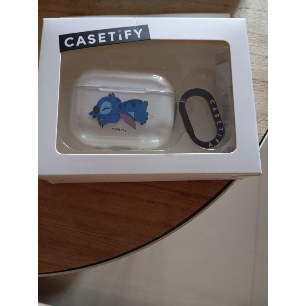 Earphone Bluetooth TWS + casing Casetify Disney Stitch lengkap kabel Charge