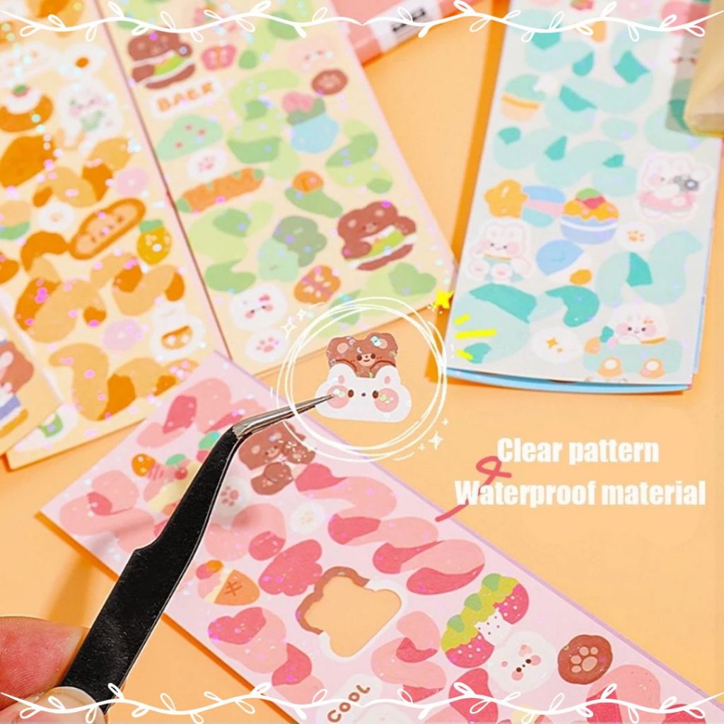 

Stiker Kartun Shiny Lucu Bahan Stiker Lembar DIY Hias Colorful Cartoon Cute Sticker