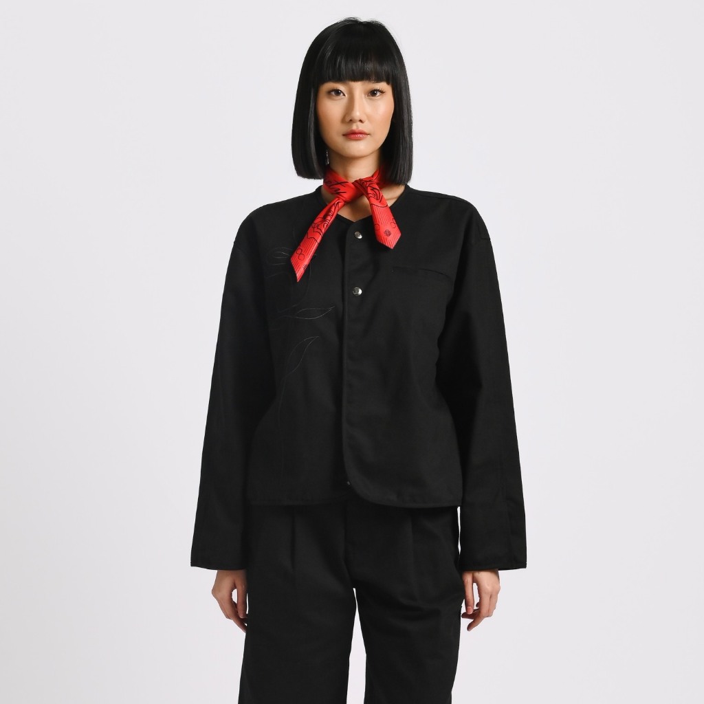 Oxford Society Ashford Collarless Jacket Black