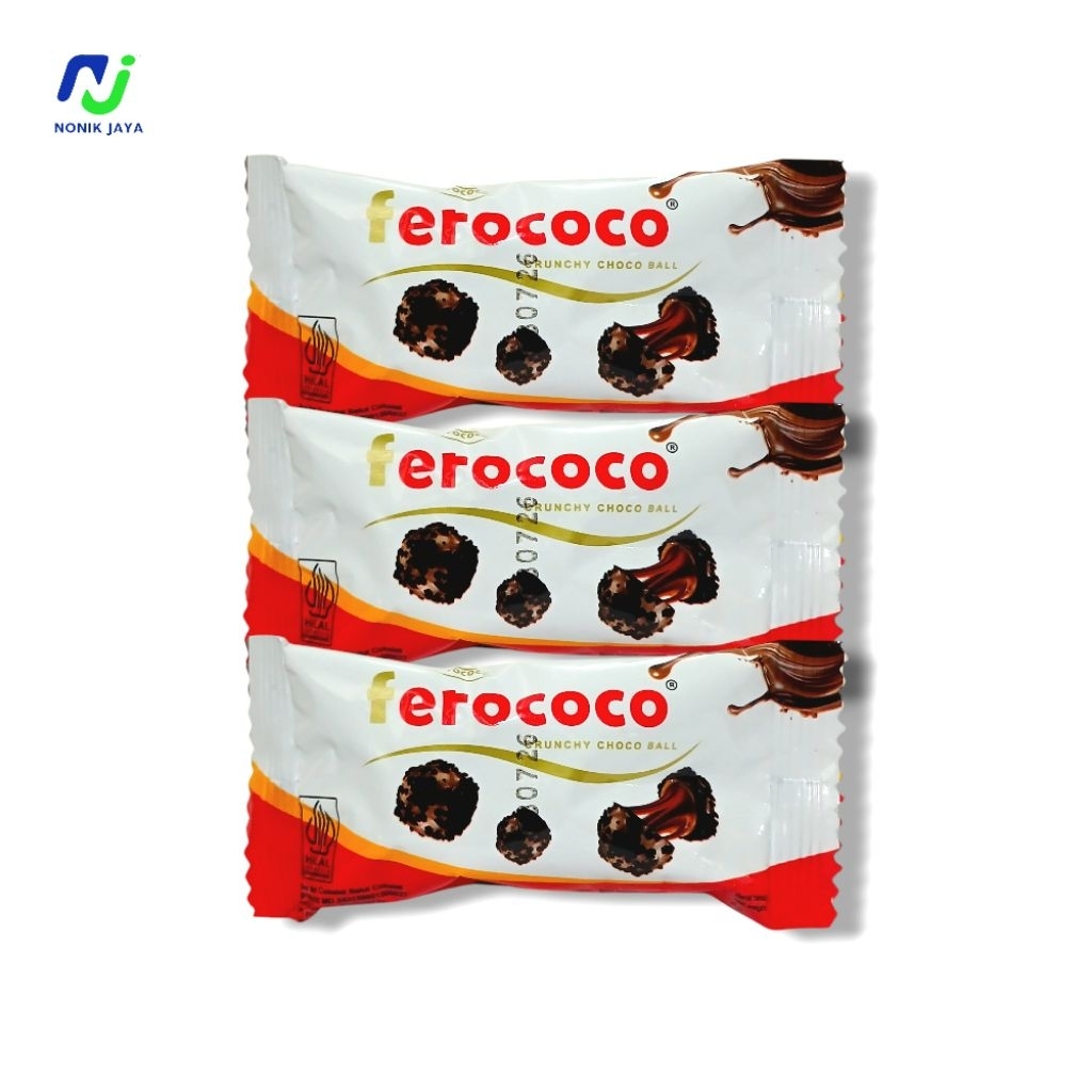 

( BISKUIT BOLA COKELAT CRUNCHY ) Ferococo Crunchy Choco Ball Paket 4 Renteng Isi 40 Pcs@8gr