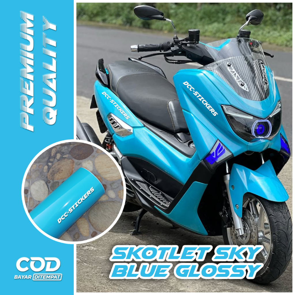 Stiker Skotlet Biru Tosca Vivid SKy BLue SuperGlossy Antigores Pelindung Cover Body Motor