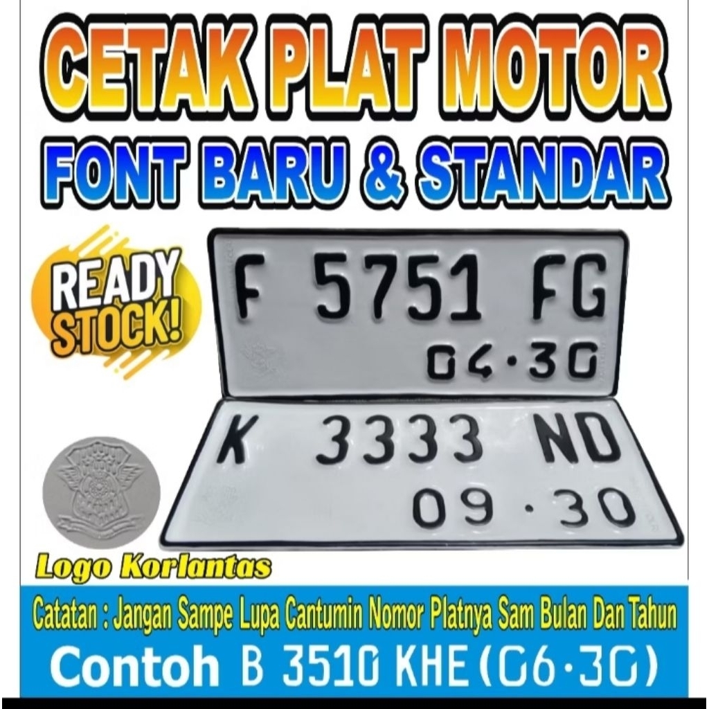 plat nomor motor font baru putih