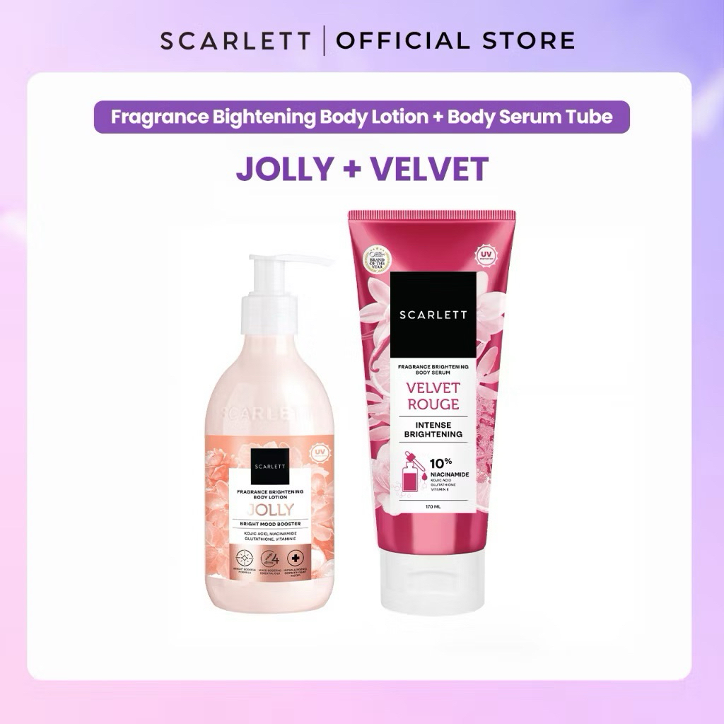 SCARLETT BUNDLING Body Lotion Mood Booster Jolly 300ML // Body Serum Velvet Rouge 170ML Original 100