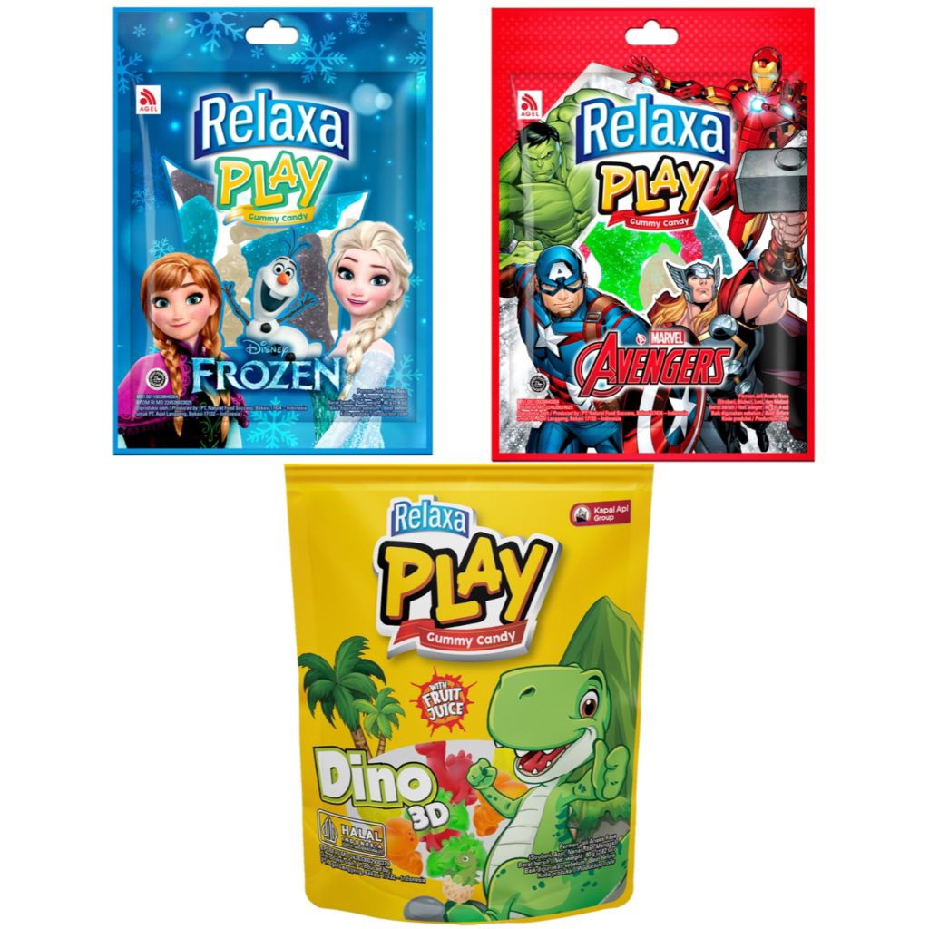 

Relaxa Play Permen Gummy baru Dino 3D Avengers Frozen Assorted