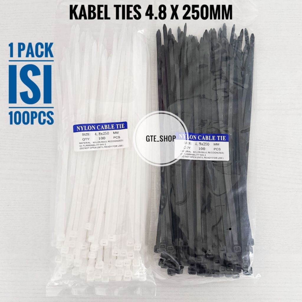 

Kabel Ties 4.8 x 250mm (25cm) PROMO TERMURAH Cabel Ties / Kabel Tie 4.8 x 250mm / Tali Serut