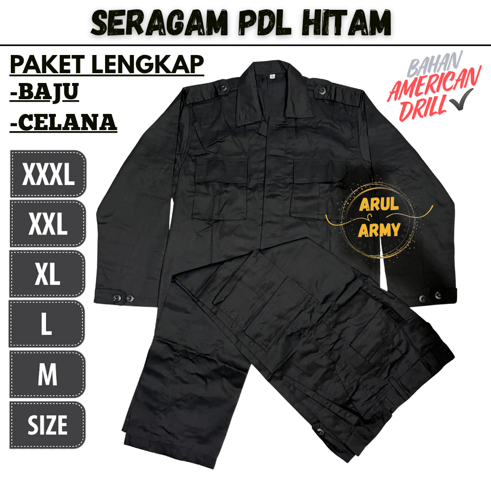 GROSIR BAJU SERAGAM SETELAN PDL SECURITY SATPAM HITAM PETUGAS ORMAS BRIMOB KEAMANAN KEMEJA LAPANGAN
