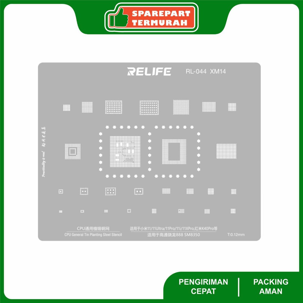 Cetakan Ic Bga Stancils RELIFE RL-044 XM14 for SNAPDRAGON 888 - SM83550 - XIAOMI MI 11 - MI 11 ULTRA