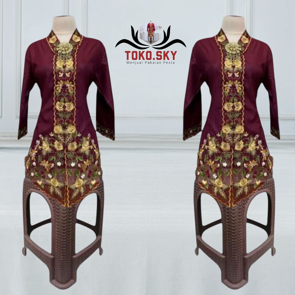 Toko Sky 1741 - Atasan Kebaya Encim Lengan 7/8/Atasan Kebaya Encim Modern/Atasan Kebaya Encim Bordir