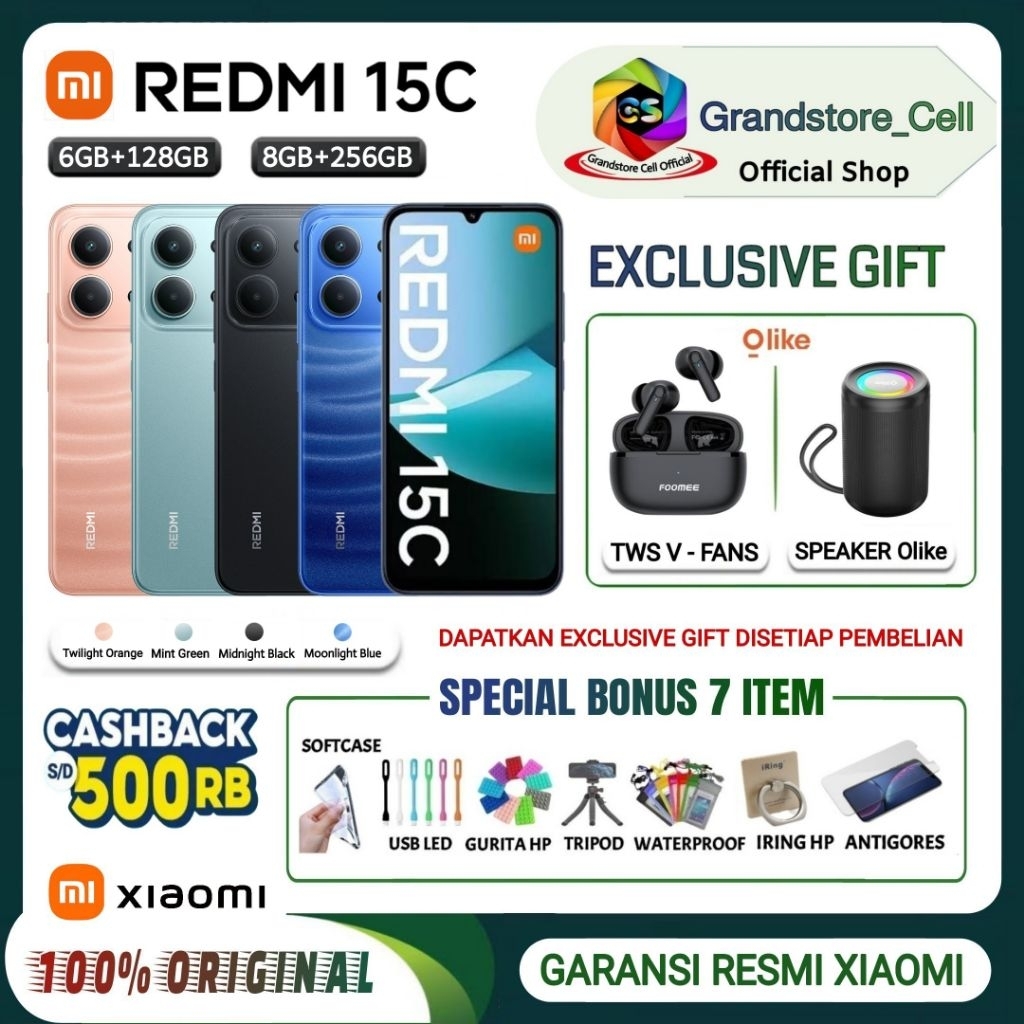 XIAOMI REDMI 15C [6/128 GB] [8/256 GB] - Battery 6000mAh  FastCharge 33W | Helio G81 Ultra | GARANSI