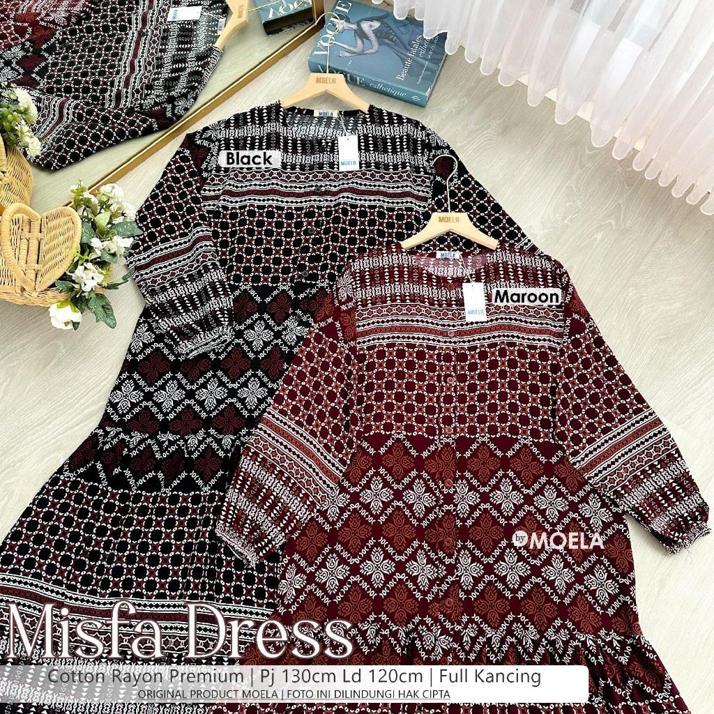 Misfa Sisani Jalela Midi Dress Gamis Jumbo Allsize Busui Premium Catton Rayon Original Ori Moela Ber