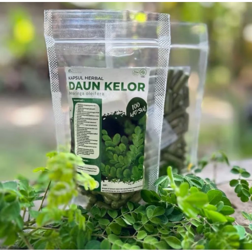 herbal kapsul kelor murni 100% /daun kelor kapsul 1pack isi 100butir" sejuta manfaat asli dsun kelor