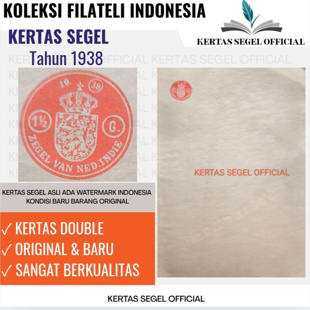 

KERTAS SEGEL TAHUN 1938 ORIGINAL
