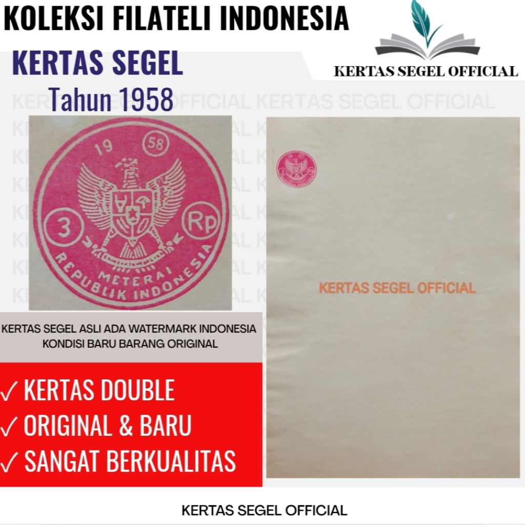 

KERTAS SEGEL TAHUN 1958 ORIGINAL