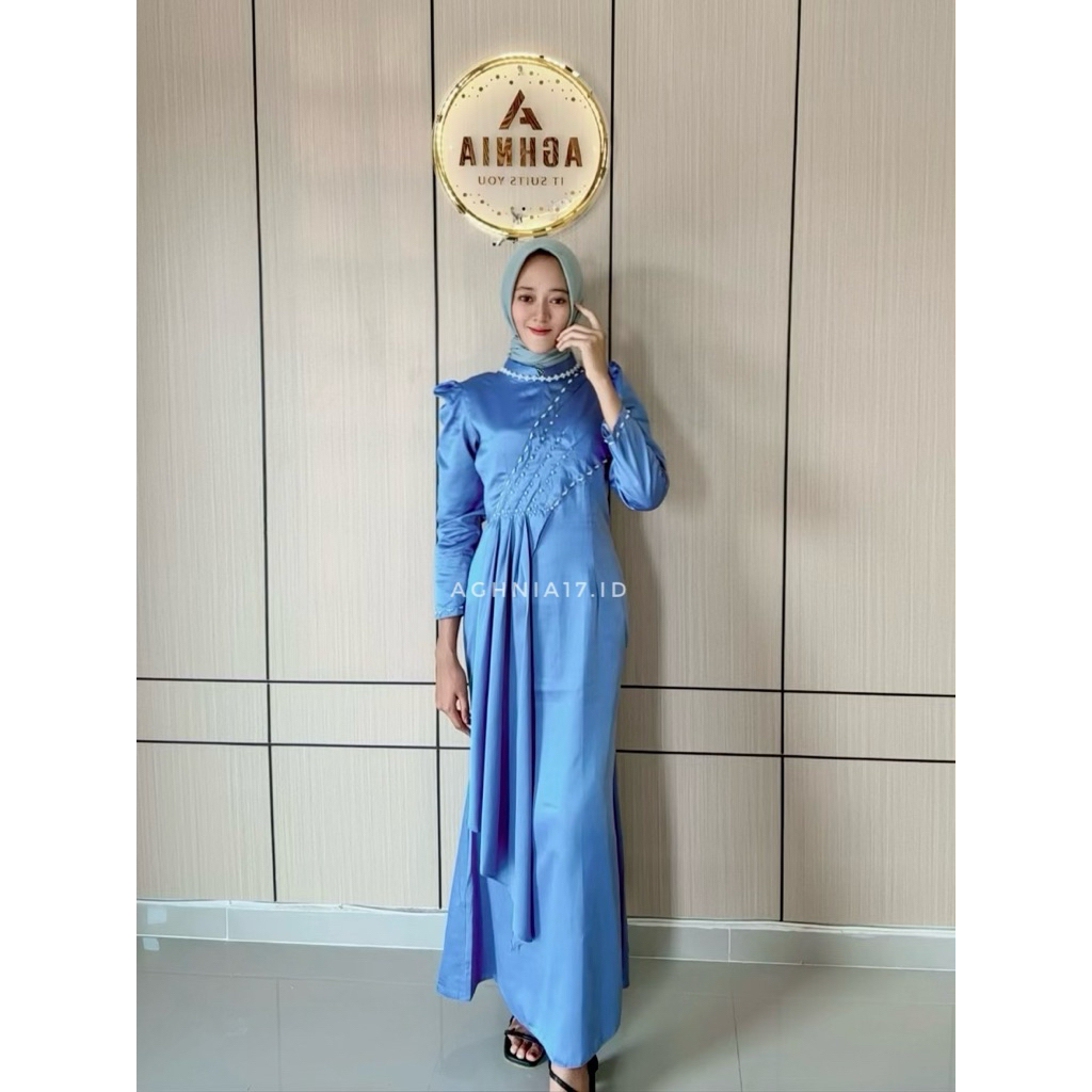 Hilyah Dress Duyung Dewasa – Gaun Slim Fit Satin Velvet AGHNIA | Gamis Pesta Kondangan Elegan