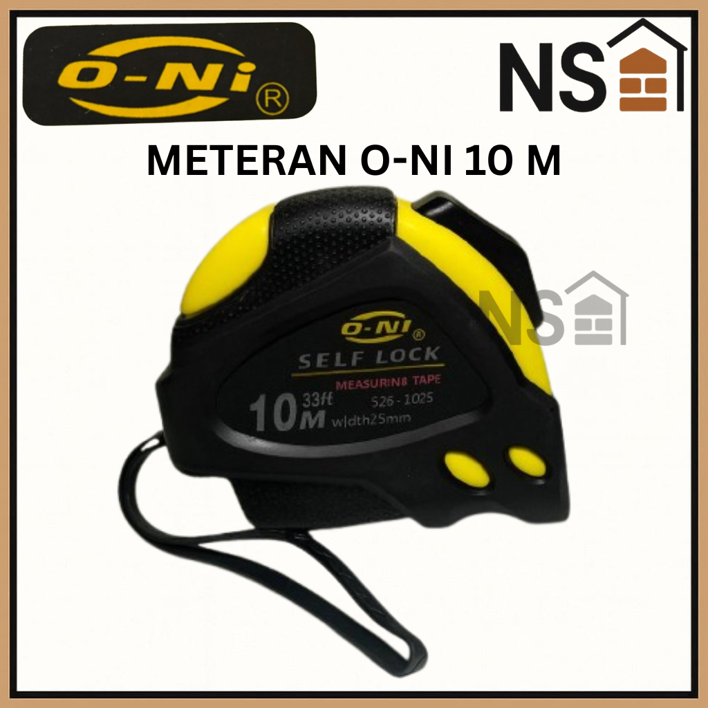 Meteran 10M Auto Stop Self Lock ONI Premium || Meteran 10M Self Lock Karet Plastik ONI