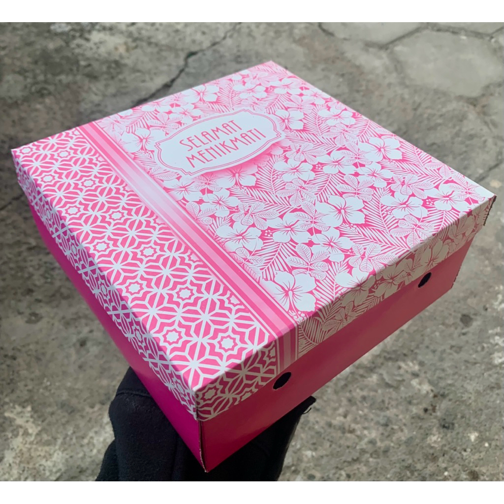 Dus Nasi / Dus Kue Uk 20x20x7 | Kardus Motif | Kardus Nasi/Kue |