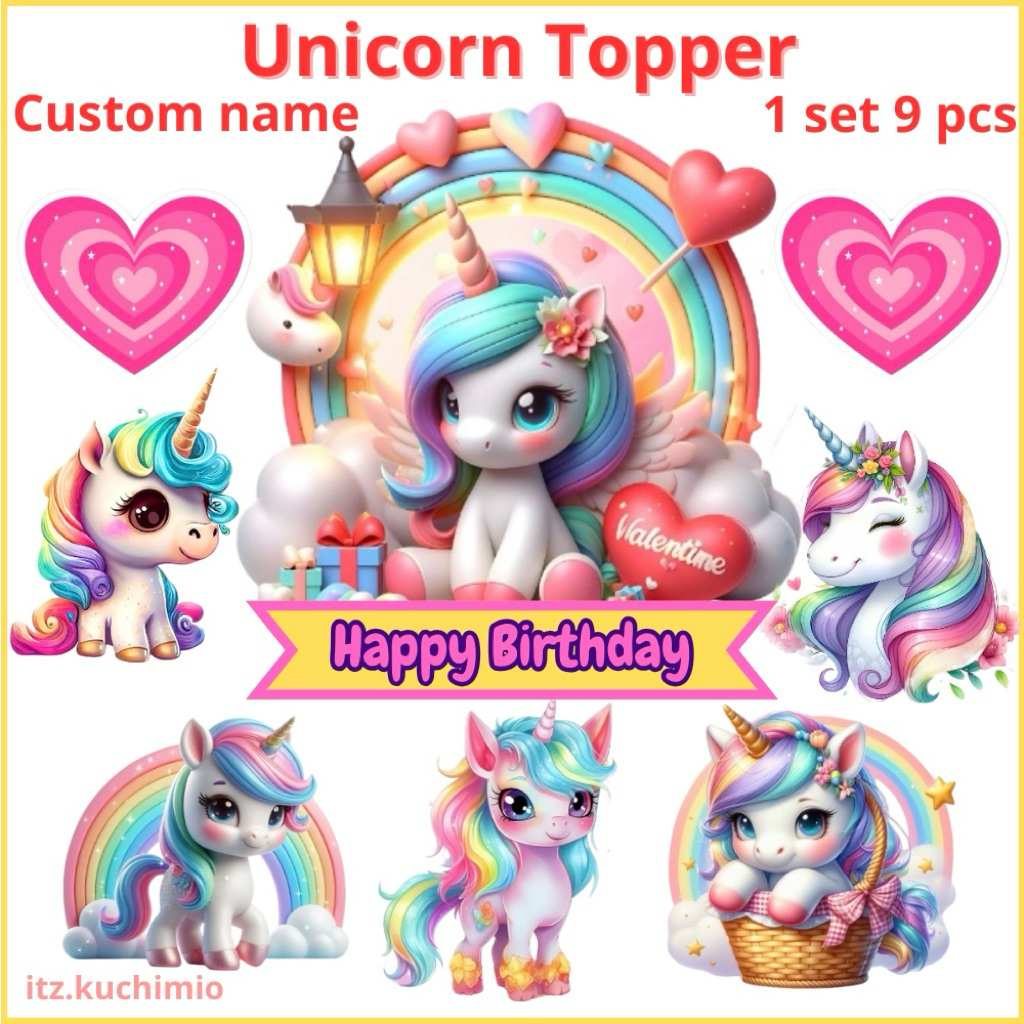 Kuchimio Topper Unicorn toper kue ulang tahun dekorasi unicorn cake