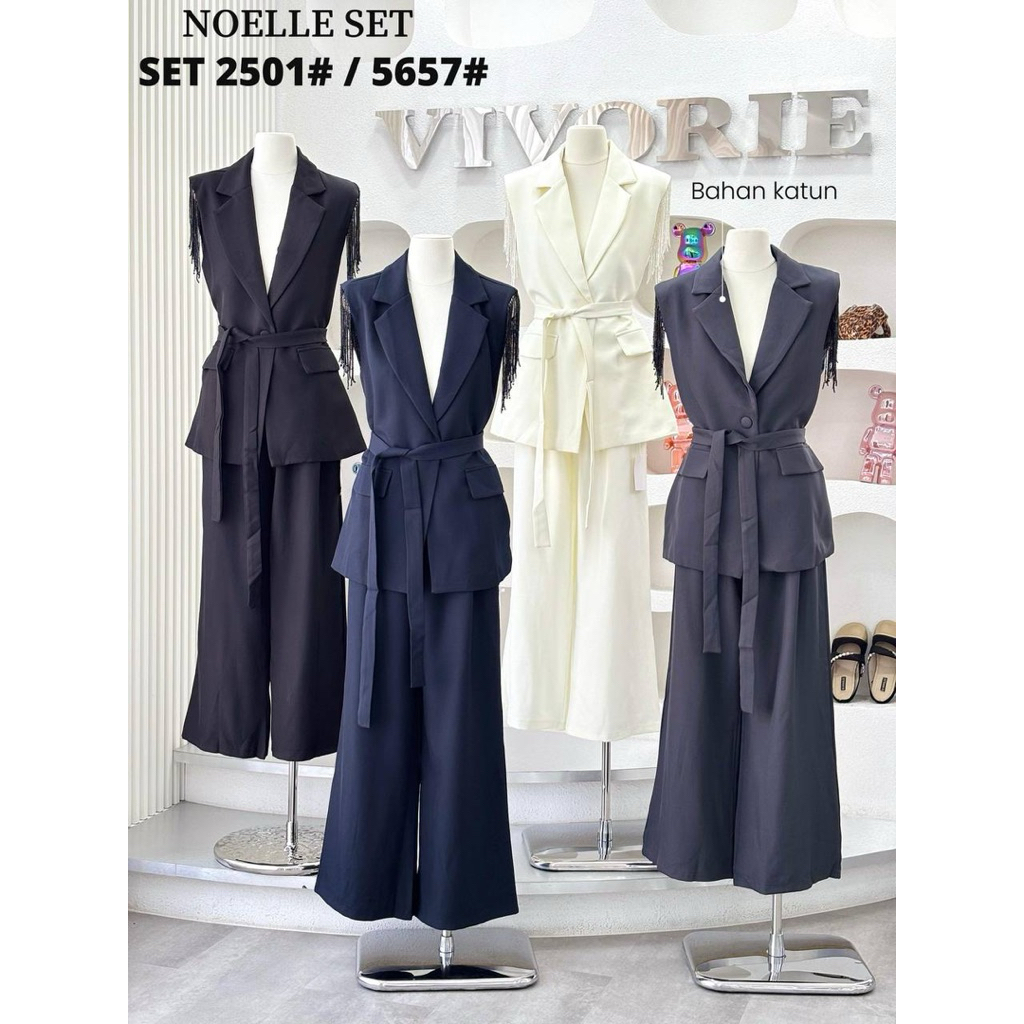 noelle set, setelan vivorie, set celana bangkok, setcel bkk, setelan premium, set mewah, set sultan,