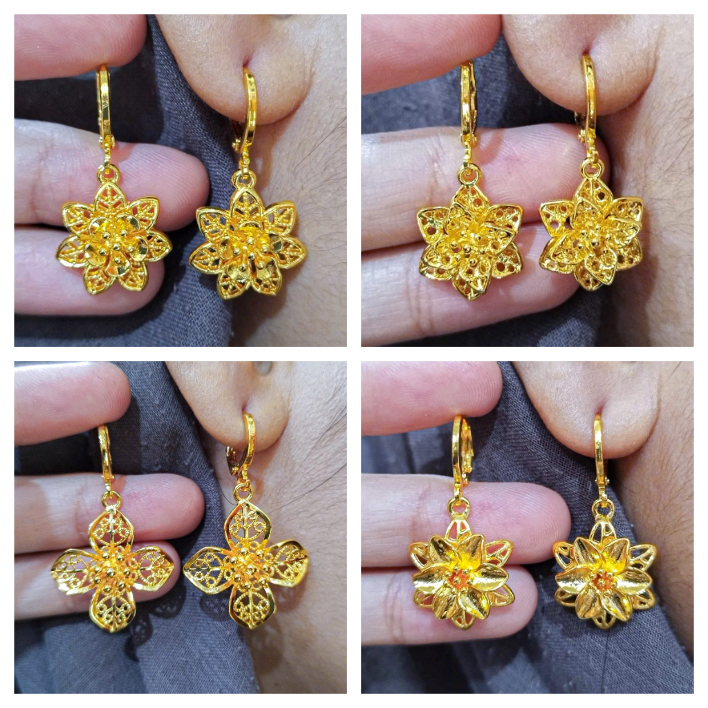 Set Kalung Liontin Anting Wanita Emas Anti Karat Anting Tutup Emas Kuningan Grosir Jewelry Anting Dr