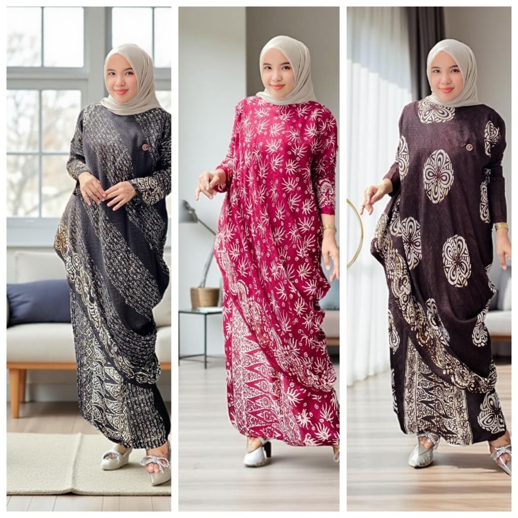 One Set Batik Sabrina Sutra Dobby ~ Baju Muslim Tradisional